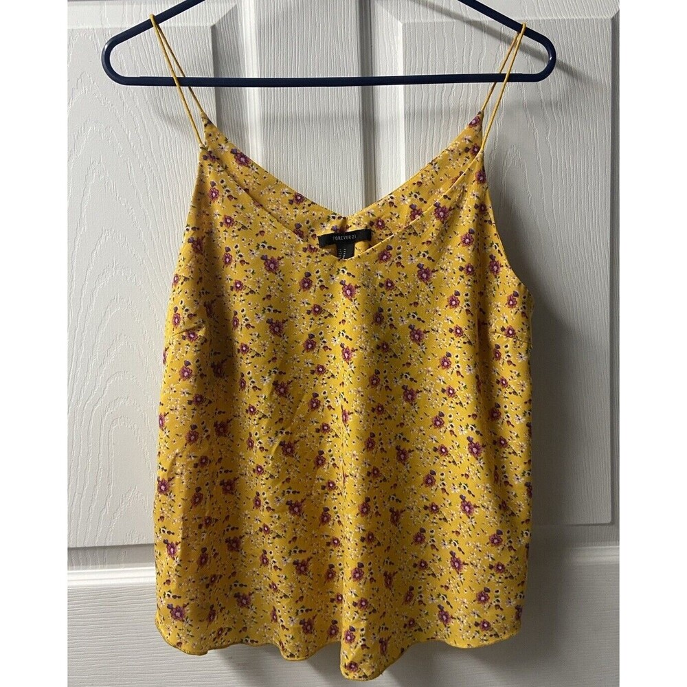Forever 21  Spagetti Strap V Neck Top Womens Size Medium gold
